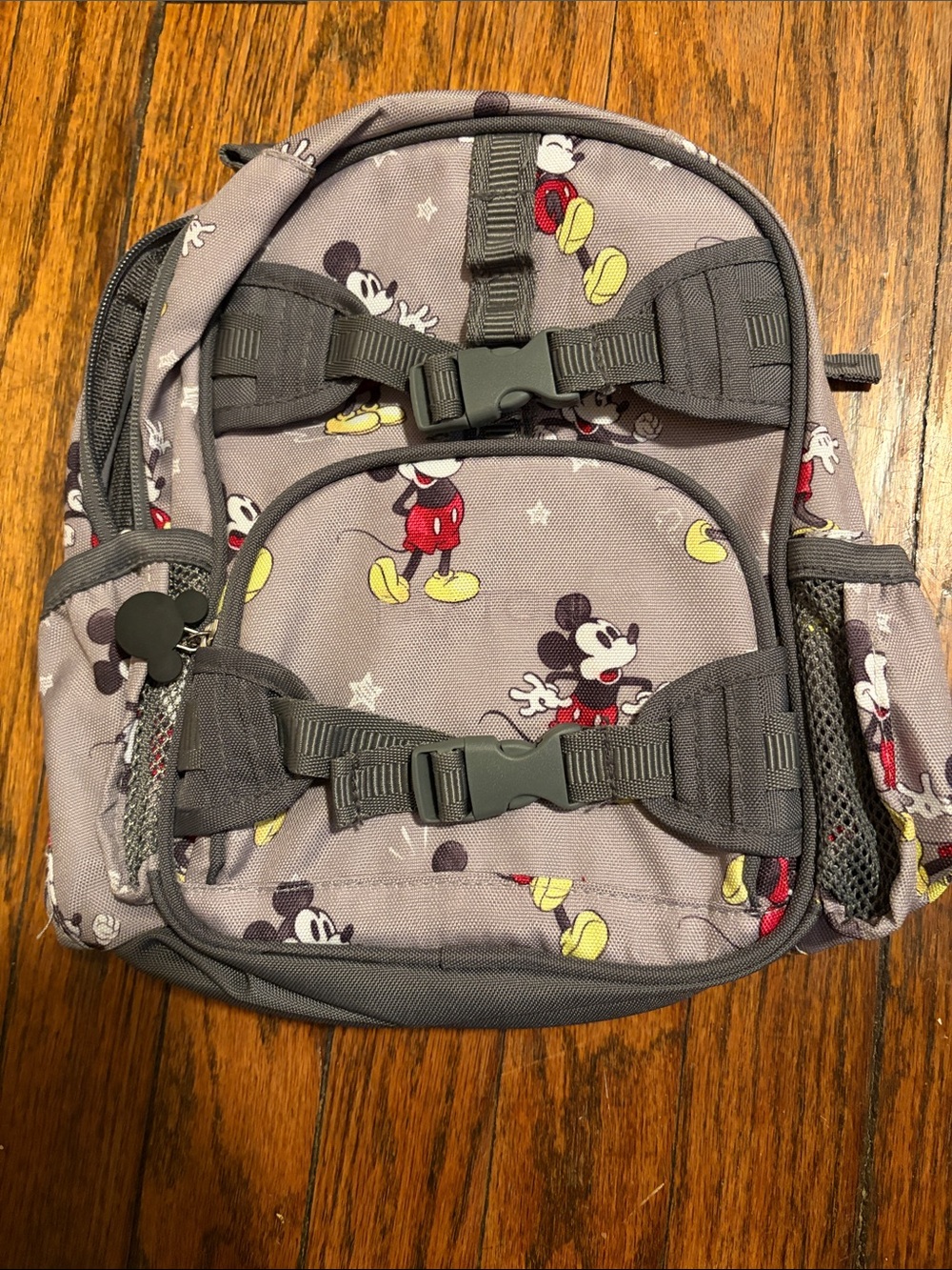 Pottery Barn Kids Gray Mickey Mouse Print Backpack